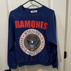 Daydreamer Navy Blue Ramones Graphic Sweatshirt with Red Logo